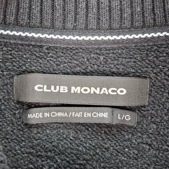 Club Monaco Sweater Shawl Collar Embroidered Logo Black Long Sleeve Men's Size L - Picture 10 of 14